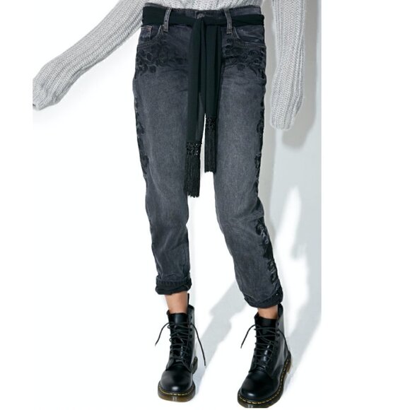 One Teaspoon Jeans 27 NWOT Von Lola Awesome Baggies Floral Sash Embroidered - Picture 11 of 16